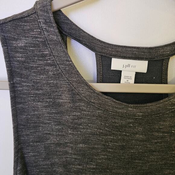 J.Jill Fit Jersey Knit Charcoal Gray Sleeveless Cut-Out Back Maxi Dress Sz M - Picture 3 of 7